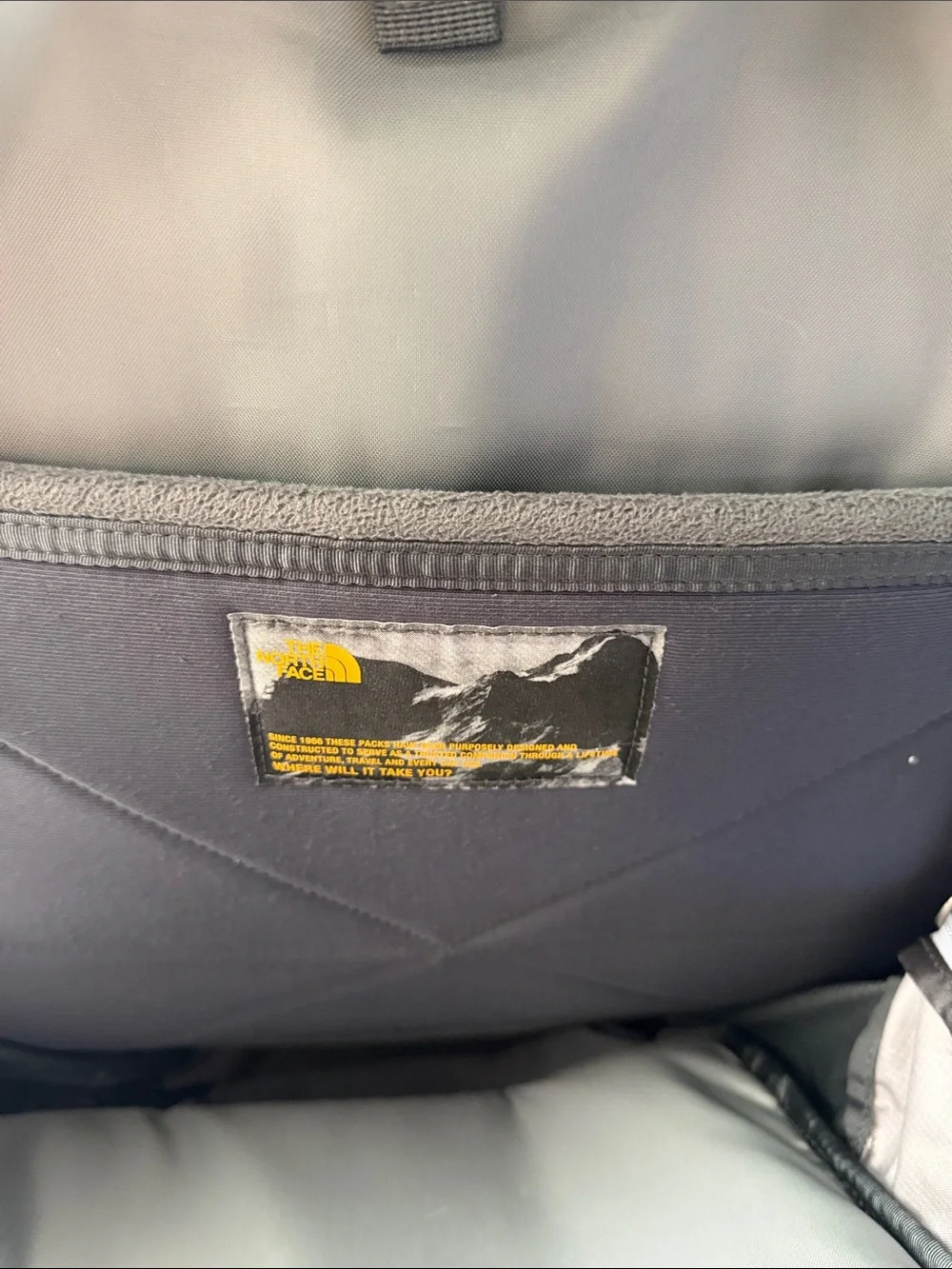 The North Face Gray Backpack with Neon Pink Accents